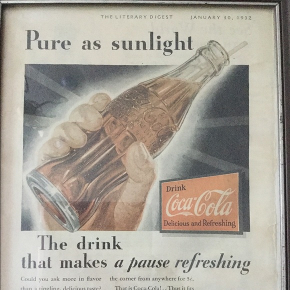 Vintage Coca-cola 5 Cents Advertisement Canvas Art Poster Reproduction Print